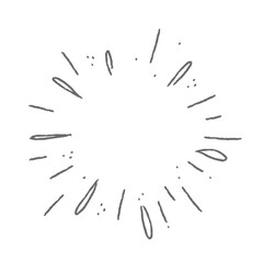 Doodle starburst. Hand drawn sun burst. Vector sketch illustration. Isolated on white background.