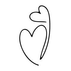 Doodle Valentines Day heart. Hand drawn outline love symbol isolated on white background. Cute greeting line art card Heart. February 14, wedding, feeling, medicine sign. Vector pregnancy illustration