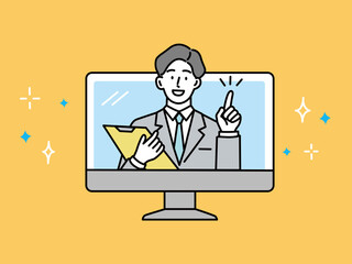 ビジネス イラスト(男性、見積、投資、交渉、売込、相談、調査、アンケート、営業、金融、契約、プラン、セールス、パソコン、サービス) Business illustrations (investment, negotiation, questionnaire, sales, finance, contracts, plans, sales, personal computers, services)