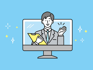 ビジネス イラスト(男性、見積、投資、交渉、売込、相談、調査、アンケート、営業、金融、契約、プラン、セールス、パソコン、サービス) Business illustrations (investment, negotiation, questionnaire, sales, finance, contracts, plans, sales, personal computers, services)