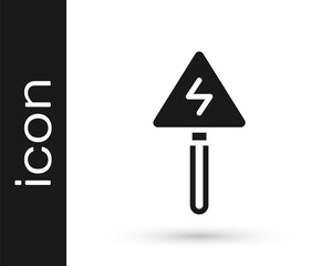 Black High voltage sign icon isolated on white background. Danger symbol. Arrow in triangle. Warning icon. Vector