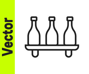 Black line Bottle of wine icon isolated on white background. Wine varieties. Vector