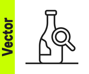 Black line Bottle of wine icon isolated on white background. Details about wine. Vector