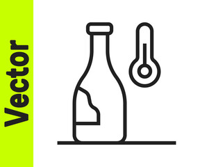 Black line Wine temperature icon isolated on white background. Vector