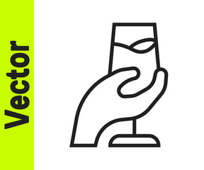 Black line Wine tasting, degustation icon isolated on white background. Sommelier. Smells of wine. Vector