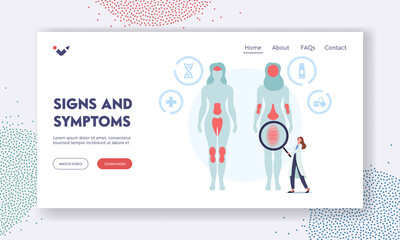 Psoriasis Signs and Symptoms Landing Page Template. Doctors Show Affected Areas on Human Body. Autoimmune Skin Disease