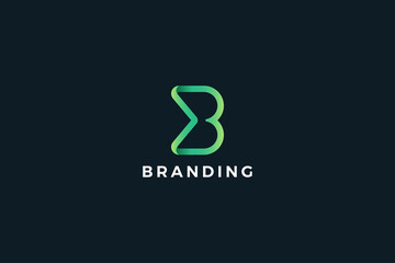 Letter B 3d green color creative business logo