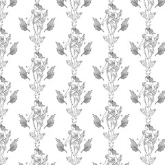 Vector pattern with  hand drawn illustration of antique goddess. Creative artwork with sculpture. Template for card, poster, banner, print for t-shirt, pin, badge, patch.