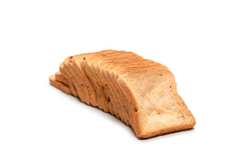 Delicious bread slices isolated on a white background.