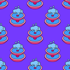 Amusement park fountain seamless pattern.
