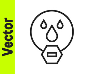 Black line Water drop forbidden icon isolated on white background. No water sign. Vector