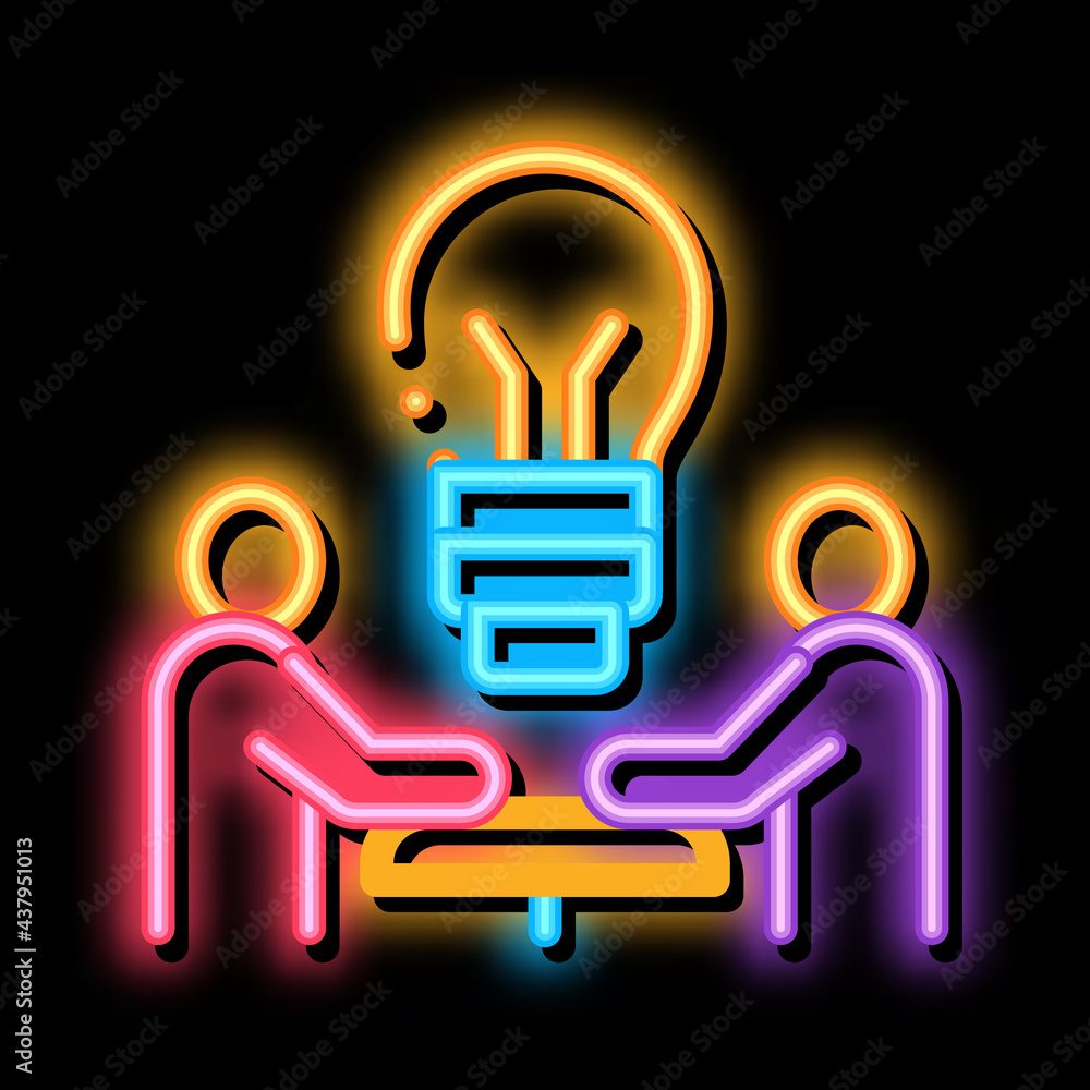 Poster brain problem solving neon light sign vector. glowing bright icon brain problem solving sign. transp