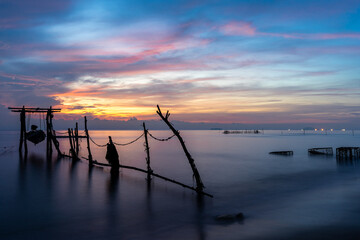 Morning view in Bang Hoi Beach, Songkhla, Thailand.
