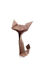 Origami cats over white background