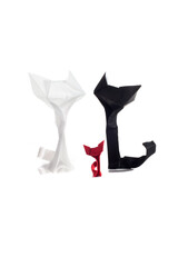 Origami cats over white background