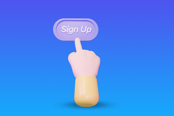 Sign Up 3d hand render