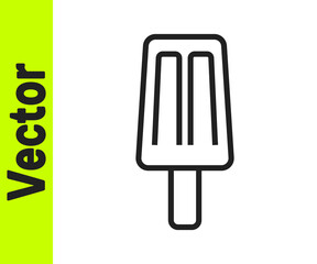Black line Ice cream icon isolated on white background. Sweet symbol. Vector