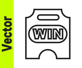 Black line Circus ticket icon isolated on white background. Amusement park. Vector