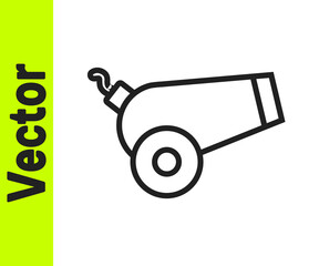 Black line Cannon icon isolated on white background. Vector