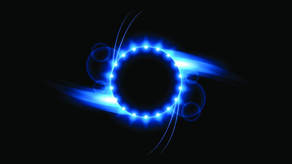 Sun Eclipse Blue Color Fire Dark Background Vector Moon Design Style Space Science Glow Light