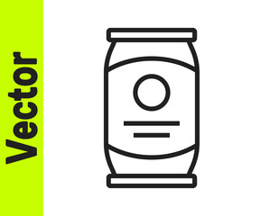 Black line Beer can icon isolated on white background. Vector