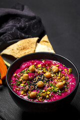 Homemade Beet and Chickpea Hummus with Veggie Crudités