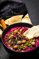 Homemade Beet and Chickpea Hummus with Veggie Crudités