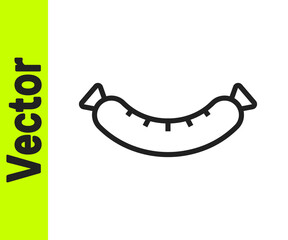 Black line Sausage icon isolated on white background. Grilled sausage and aroma sign. Vector