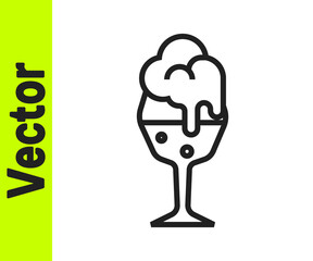 Black line Glass of beer icon isolated on white background. Vector