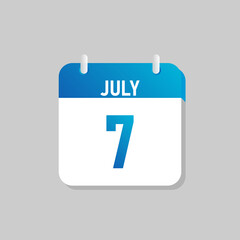 White daily calendar Icon July in a Flat Design style. Easy to edit Isolated vector Illustration.