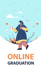 graduated student happy female graduate celebrating academic diploma degree education university certificate