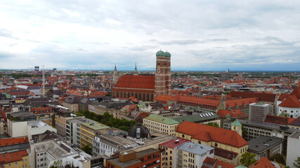 Fototapeta na wymiar Aerial view over the city center of Munich - historic district - drone photography