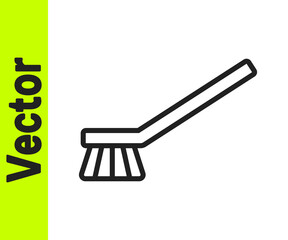Black line Brush for cleaning icon isolated on white background. Cleaning service concept. Vector