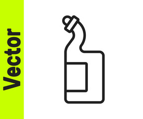 Black line Dishwashing liquid bottle icon isolated on white background. Liquid detergent for washing dishes. Vector