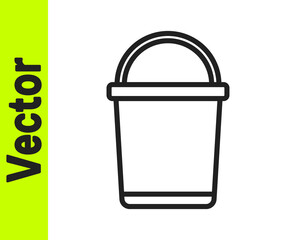 Black line Bucket icon isolated on white background. Vector