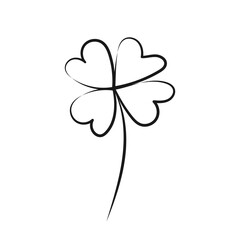 Clover four-leaf. Abstract line art. Black and white lucky element.