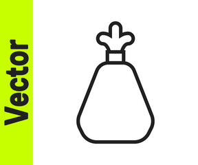 Black line Garbage bag icon isolated on white background. Vector