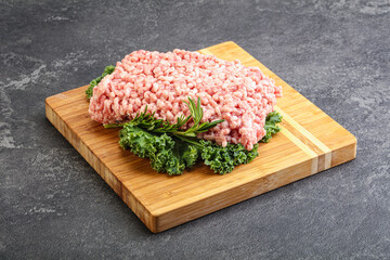 Raw pork minced meat for cooking