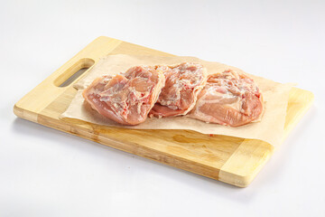 Raw chicken leg fillet uncooked