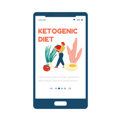Ketogenic or keto diet onboarding page template flat vector illustration.