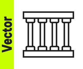 Black line Prison window icon isolated on white background. Vector