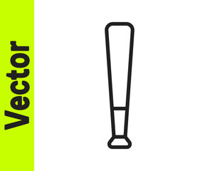 Black line Baseball bat icon isolated on white background. Vector