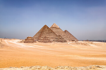 The Pyramids of Giza from the Sahara Desert