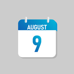 White daily calendar Icon August in a Flat Design style. Easy to edit Isolated vector Illustration.