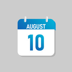 White daily calendar Icon August in a Flat Design style. Easy to edit Isolated vector Illustration.