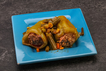 Baked stuffed bell pepper with meat