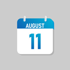 White daily calendar Icon August in a Flat Design style. Easy to edit Isolated vector Illustration.