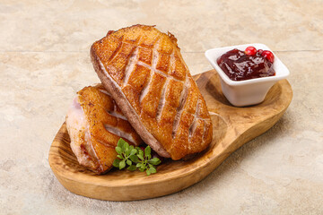 Roasted duck breast with sauce