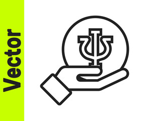 Black line Psychology icon isolated on white background. Psi symbol. Mental health concept, psychoanalysis analysis and psychotherapy. Vector