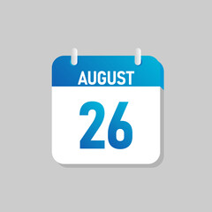 White daily calendar Icon August in a Flat Design style. Easy to edit Isolated vector Illustration.
